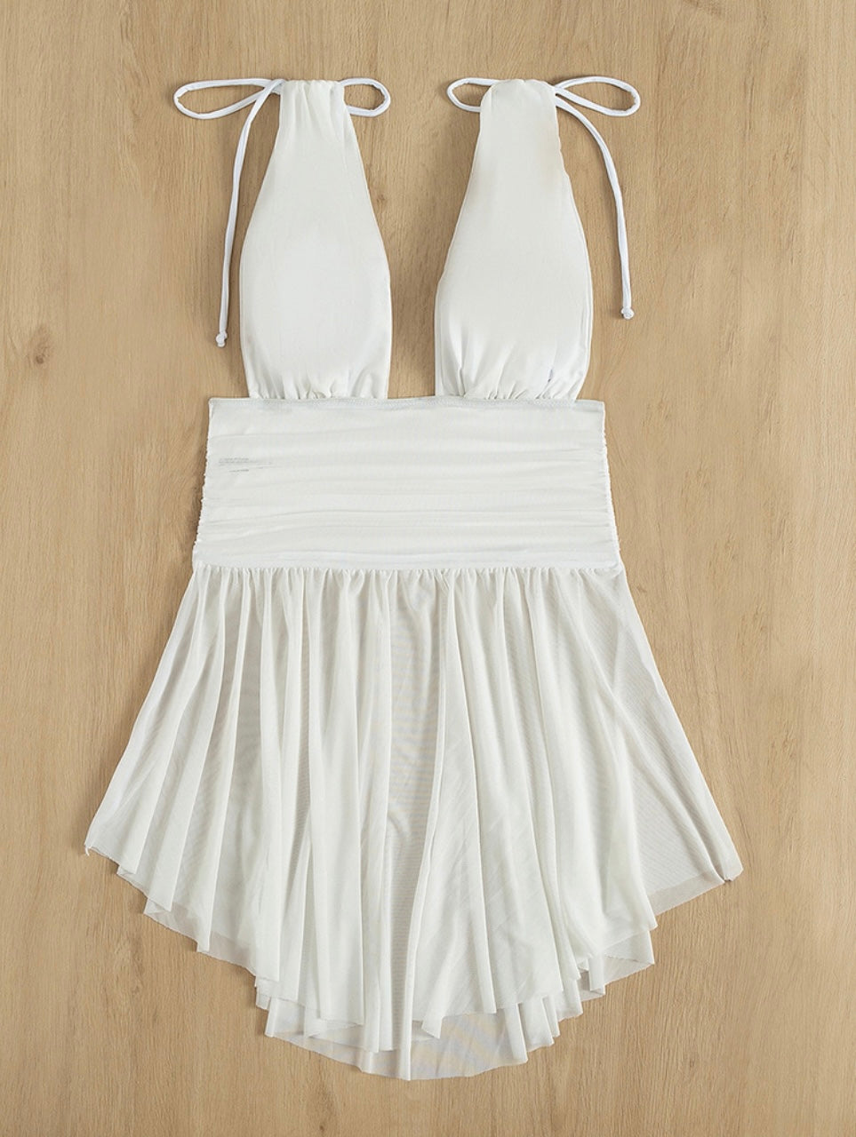 White Cinched-Waist Swimsuit